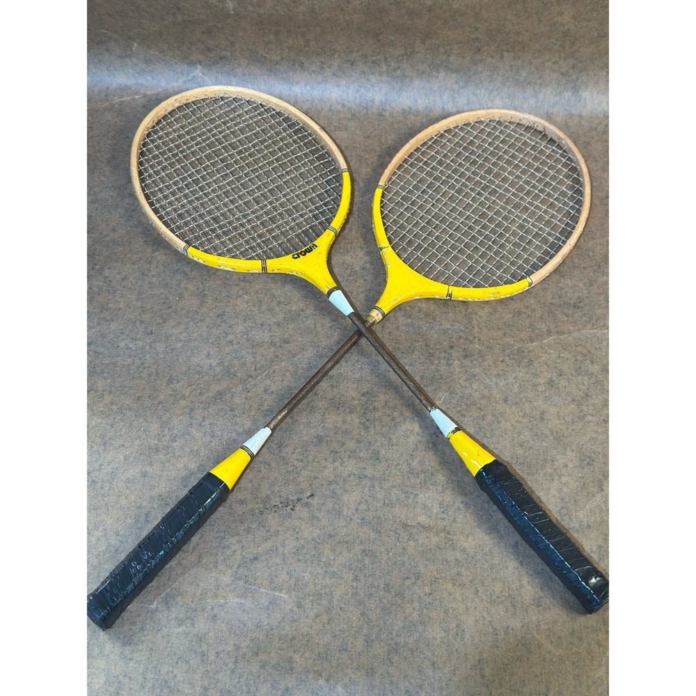 Vintage Crown Badminton Racks Yellow